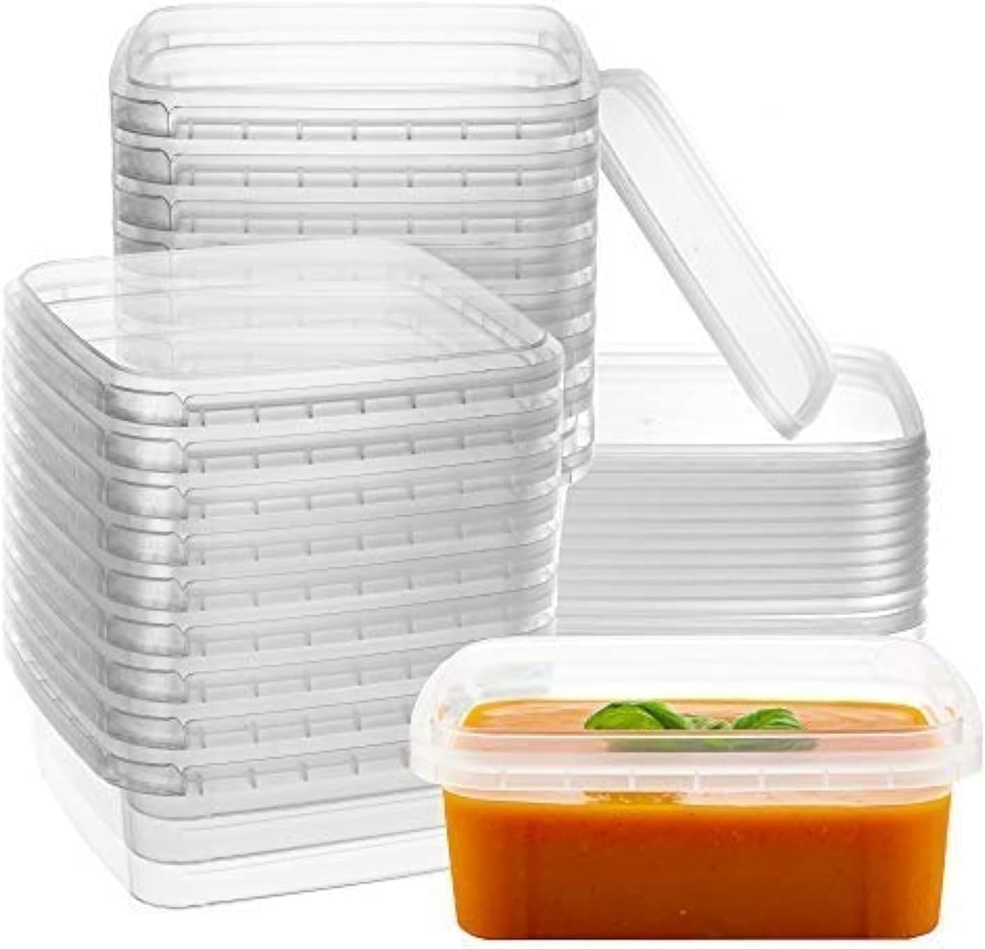 NYHI 32 oz 20 Pack Square Clear Deli Containers with Lids Disposable BPA Free Square Plastic Food Storage Containers with Lids Airtight for Meal