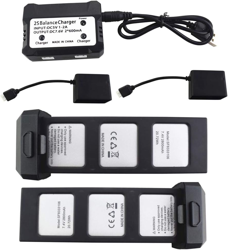 sea jump Accessories 2PCS 7.4V 2800mah Lithium Battery with 2in1 Charger for HS720 HS720E Folding Brushless Quadcopter Accessories