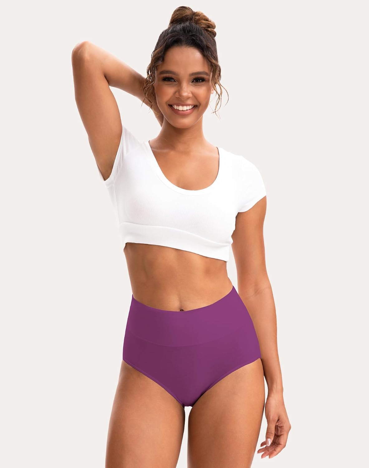 INNERSY Women's High Waisted Underwear Cotton Panties Regular & Plus Size 5-Pack