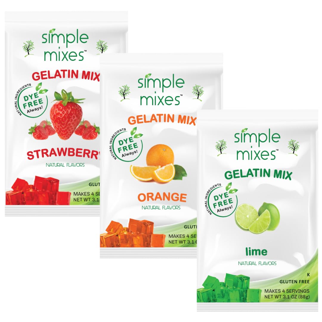 Simple Mixes Natural Gelatin Dessert, Lime, Kosher, 6 Pack of 3.1 oz each