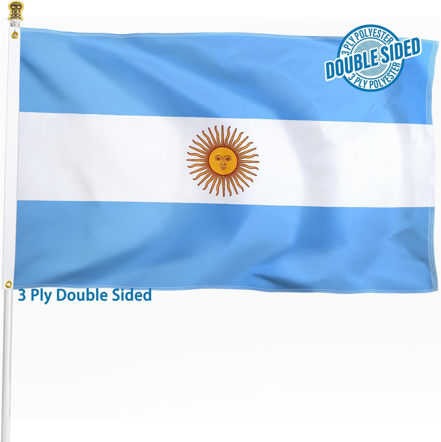 Nicaragua Flag 3x5 ft Outdoor Bandera de Nicaragua Nicaraguan National Flag | Double Sided 3 Ply Heavy Duty Polyester Banner with Brass Grommets for Home and Outdoor Decoration, 4 Rows Stitching