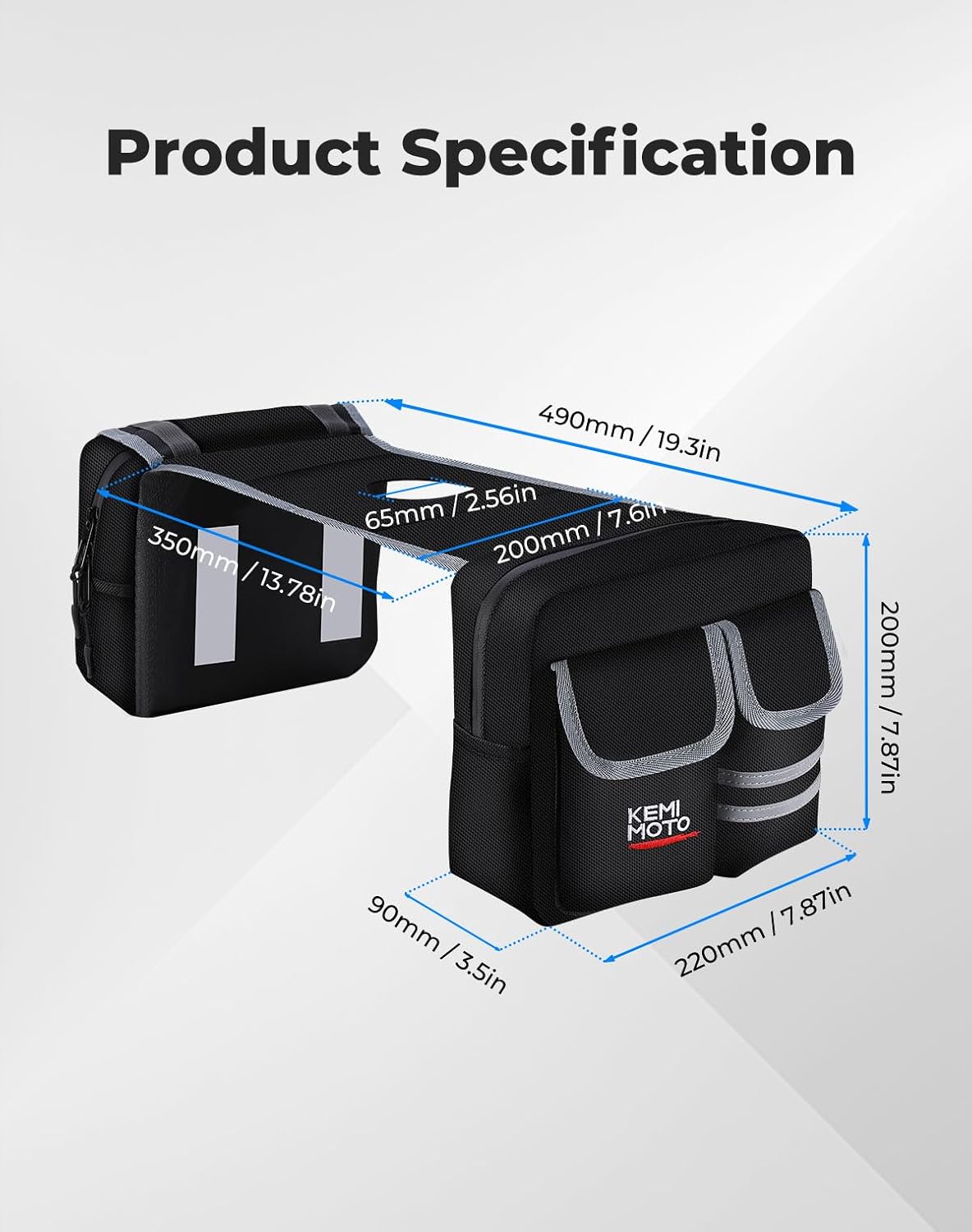 KEMIMOTO ATV Tank Bag, Water-resistant Warm Cooler Motorcycle Saddle Bag