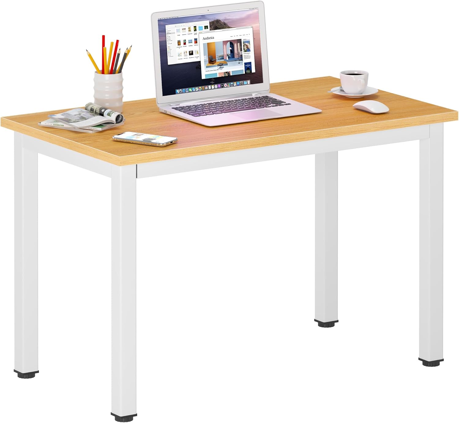 DlandHome 47 inches Medium Computer Desk for Bedroom, Retro