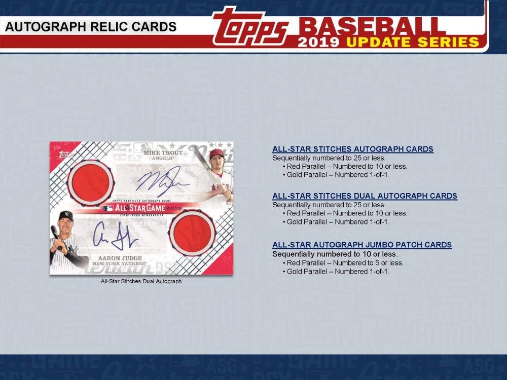 2019 Topps Update Baseball Blaster Box (7 Packs/14 Cards: 1 Hit, 5 Inserts)