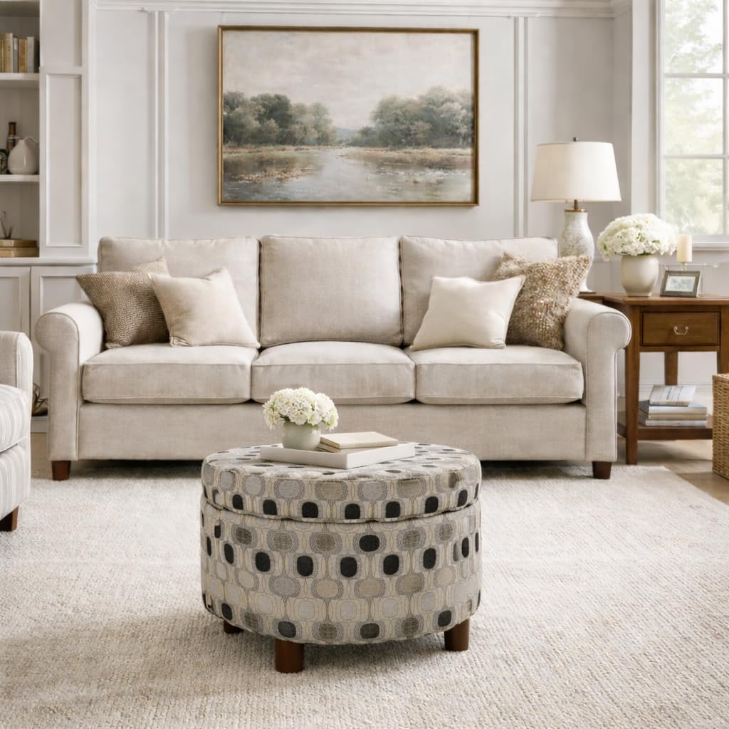 HomePop 24" Large Leatherette Storage Ottoman - Distressed Brown Faux Leather