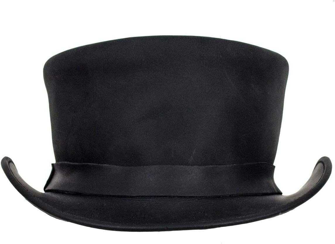 Dream Apparel Black Leather Top Hat Men Women Steampunk Halloween Costume Plague Doctor Deadman Tophat Victorian Short Topper