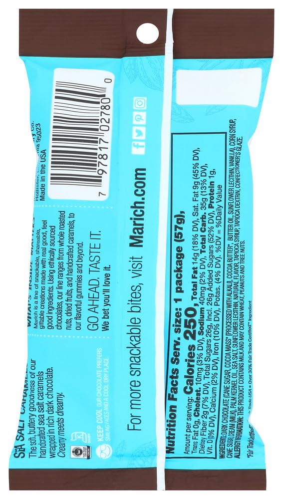 Marich Dark Chocolate Salted Caramels 2.1 Ounce Bag (Pack of 12)
