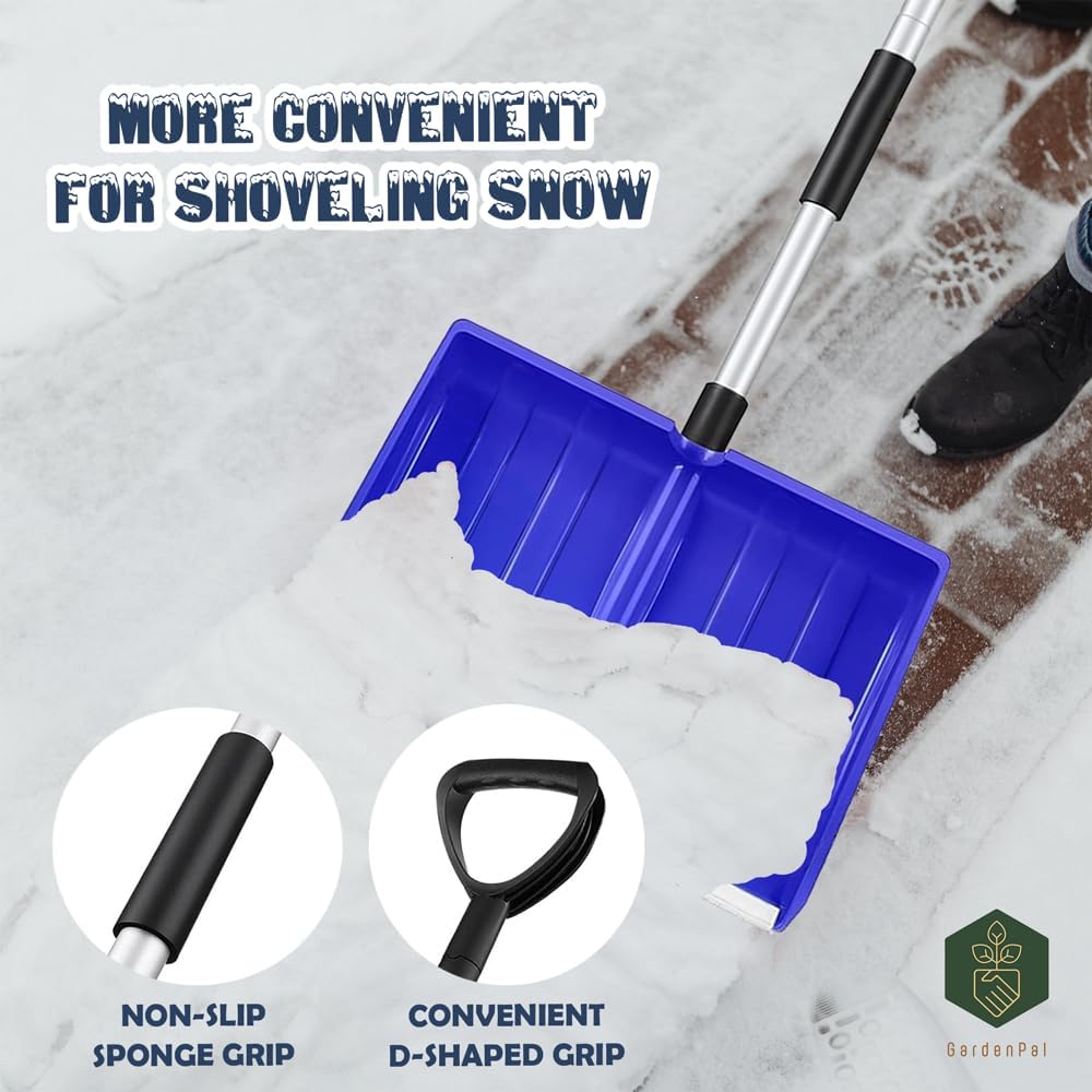 GardenPal Snow Shovel for Driveway Car Home Garage, PortableSnow Shovel with D-Grip Handle, Collapsible Snow Sand Mud Removal Tool, Large Capacity