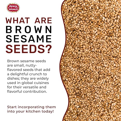 Spicy World Natural Brown Sesame Seeds 3 LB (48oz) - Non-GMO, Vegan, Raw, Unroasted, Unsalted, Plant-Based Protein, Source of Fiber & Iron