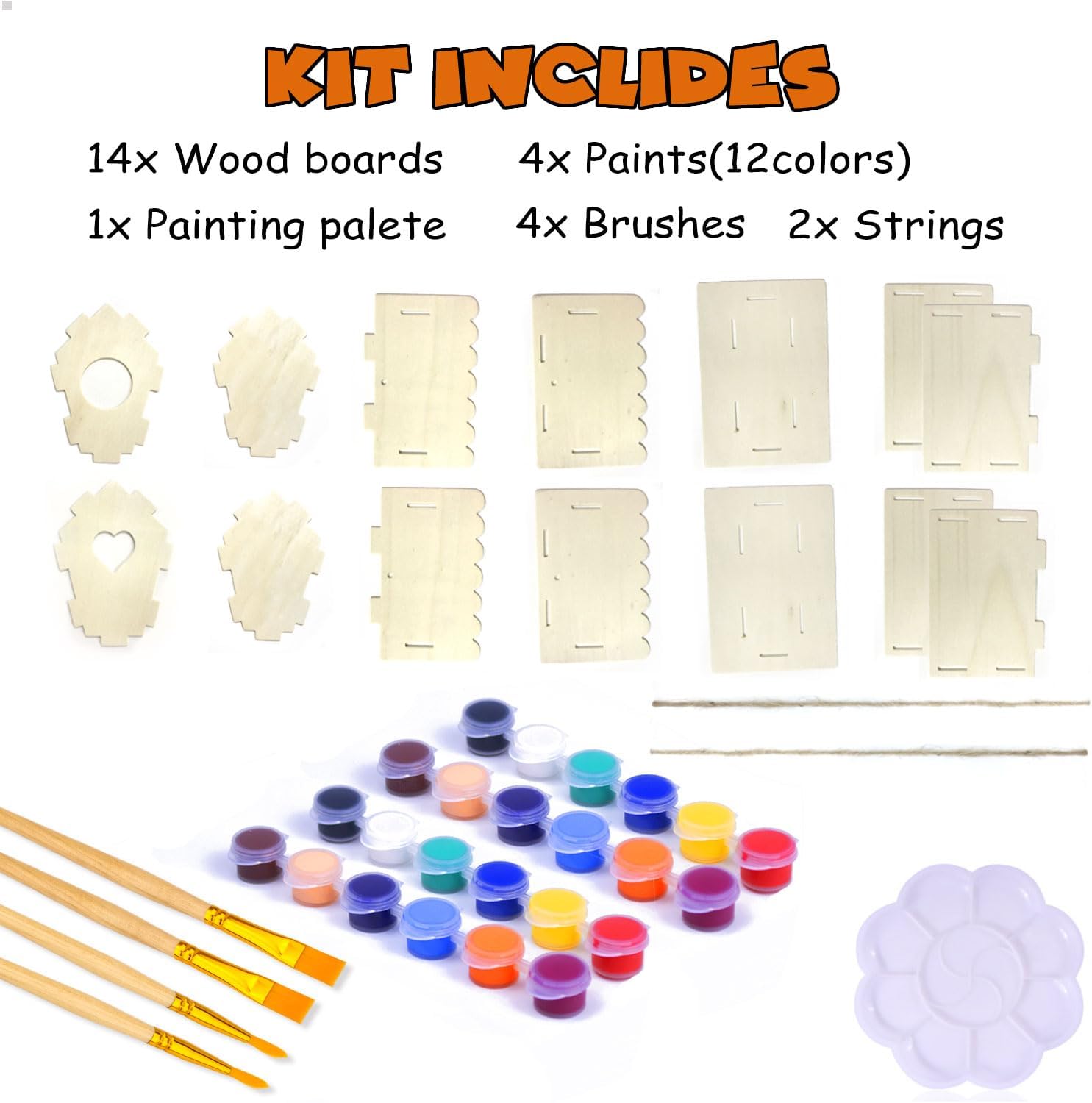 hapray 4 Pack Bird House Craft Kit, DIY Birdhouse for Kids to Build & Paint