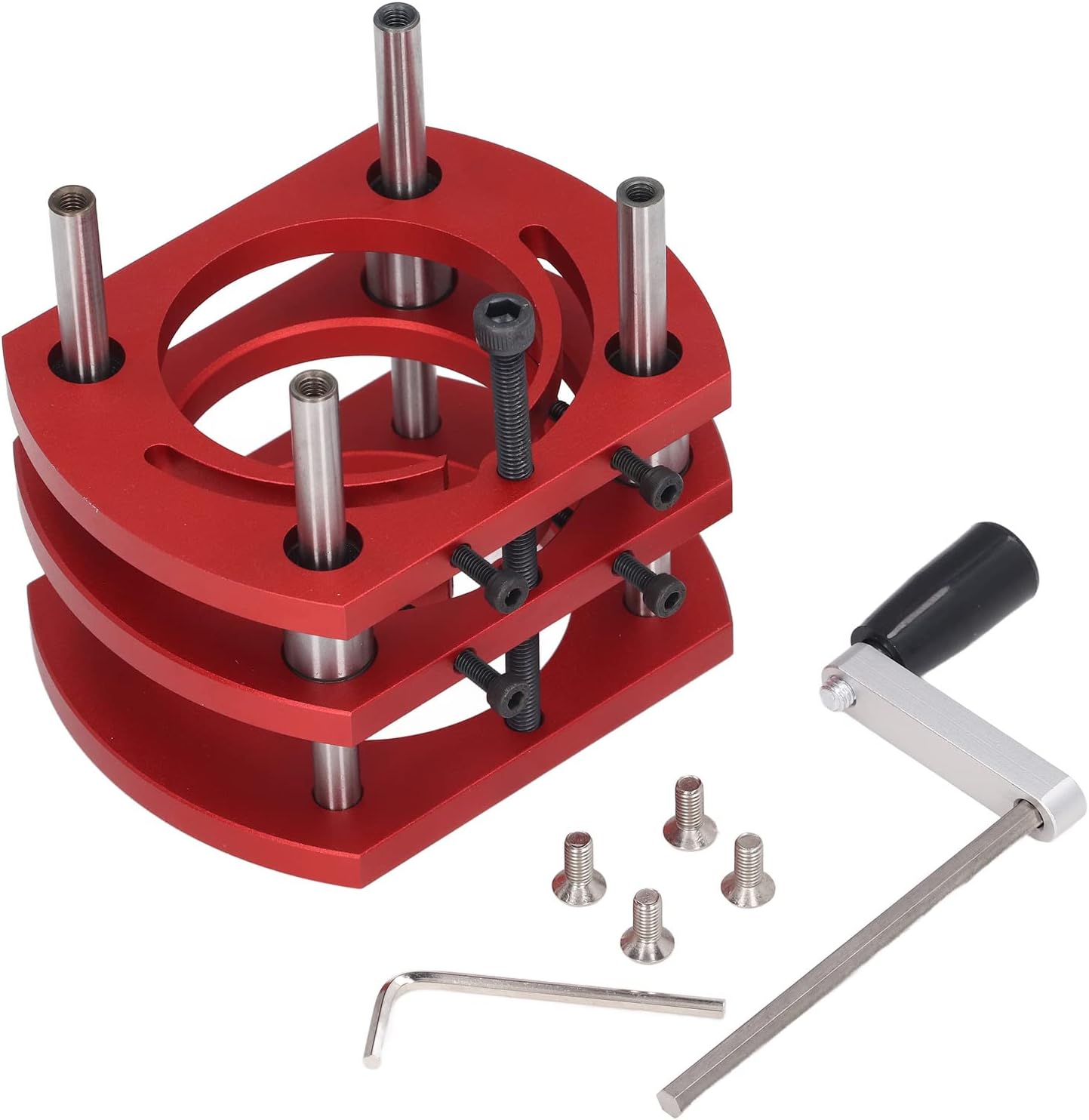 Kreg Router Table Lift Compatible, Aluminum Alloy Manual Router System Kit with Crank Handle for Easy Adjustment, Ideal for Small Trimming Machines Silver