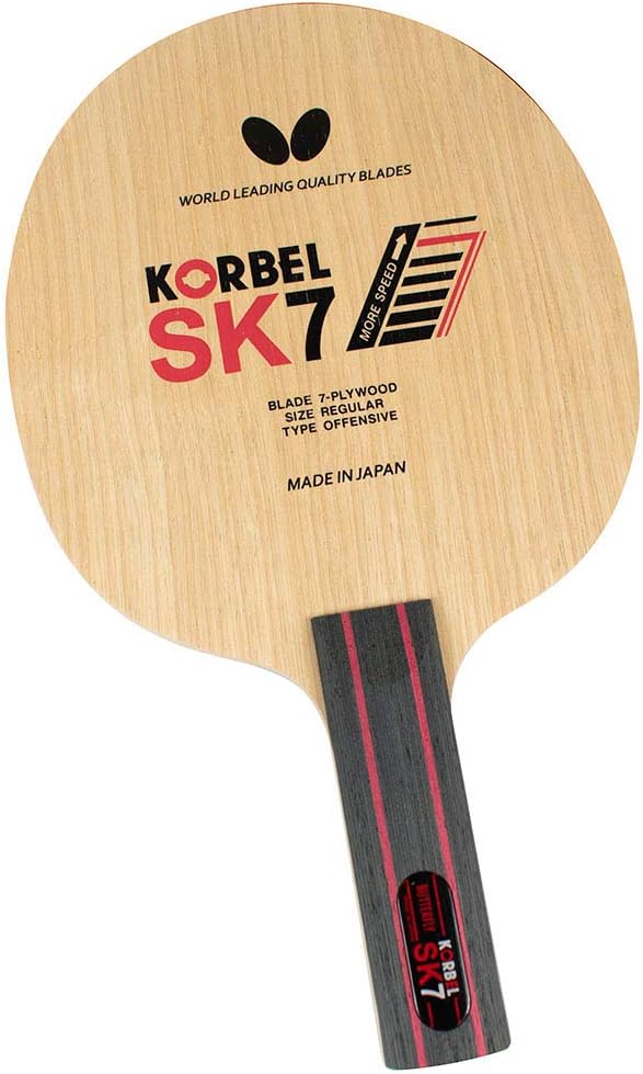 Butterfly Korbel SK7 Table Tennis Blade - 7-ply All-Wood Blade - Professional Butterfly Table Tennis Blade - Available in AN, FL, and ST Shakehand Handle Styles - Made in Japan
