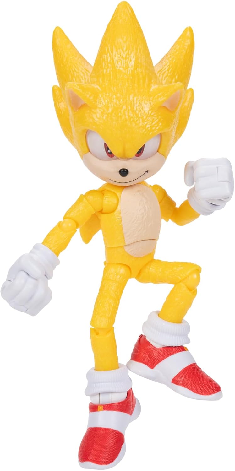 Sonic The Hedgehog 3 Movie 5-InchAction Figure 4-Pack, Articulated Figures from Jakks Pacific's Wave 2 Include Super Sonic The Hedgehog, Shadow