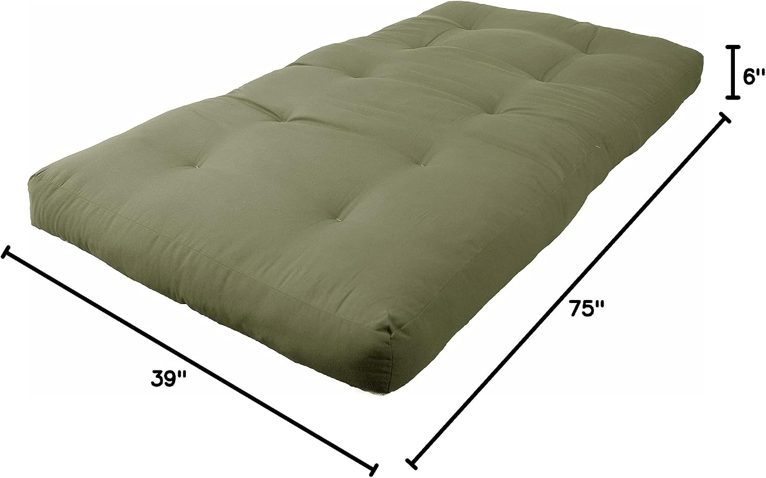 Blazing Needles Renewal 6" Twill Futon Mattress, Queen, Sage