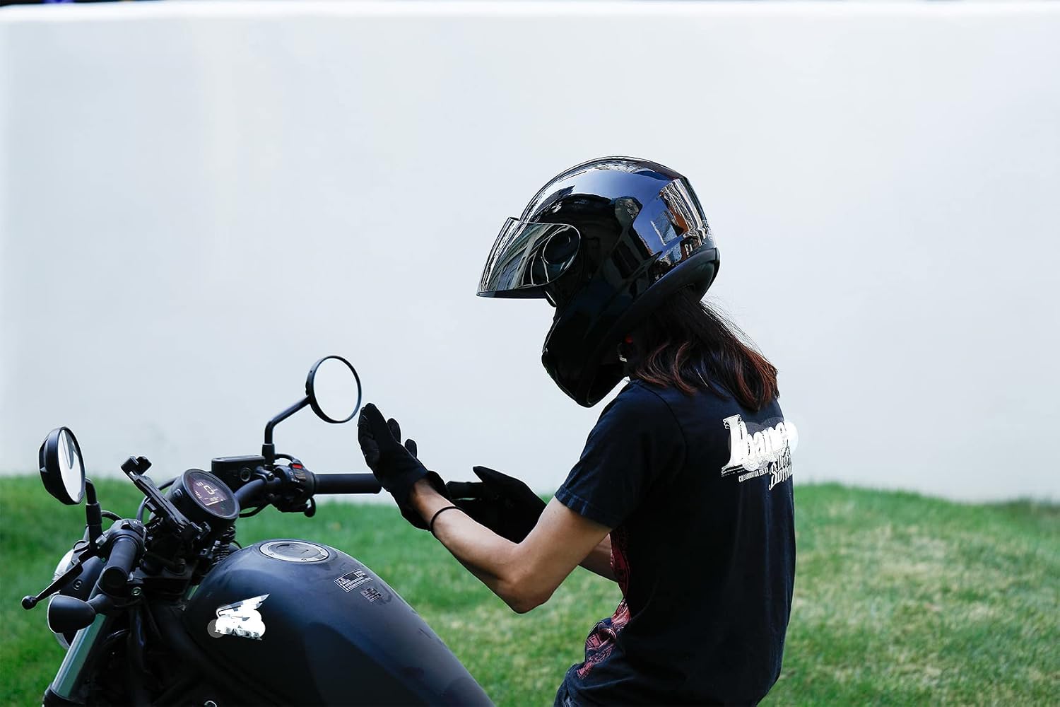 TCMT Adult Full Face Street Dirt Bike ATV Off-Road Motorcycle Helmet DOT | Washable Inner Liner, Optimized Airflow Vents, Gloss Black