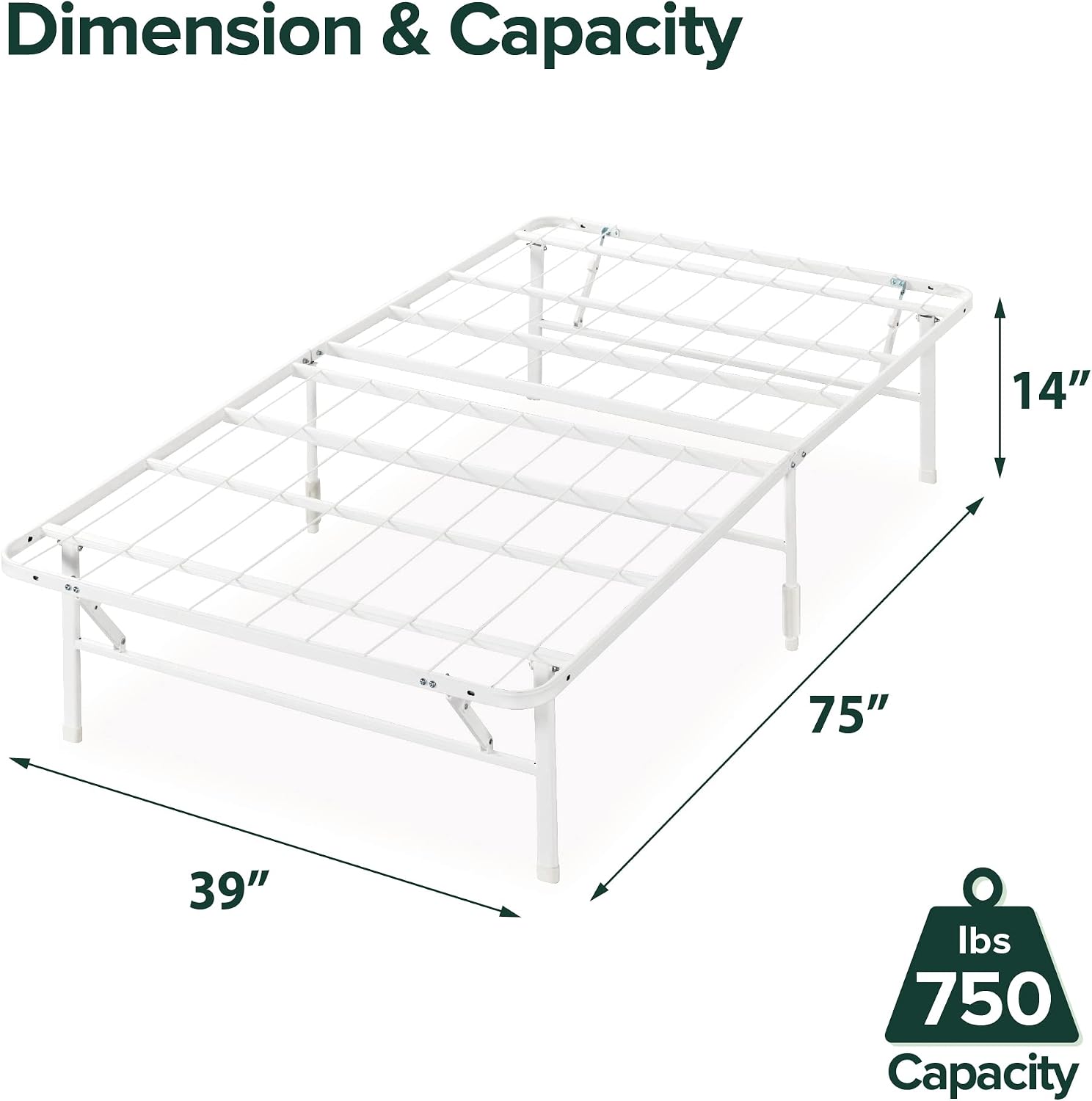 Zinus SmartBase Tool-Free Assembly Mattress Foundation, 14 Inch Metal Platform Bed Frame, No Box Spring Needed, Sturdy Steel Frame, Underbed Storage, Black, Queen