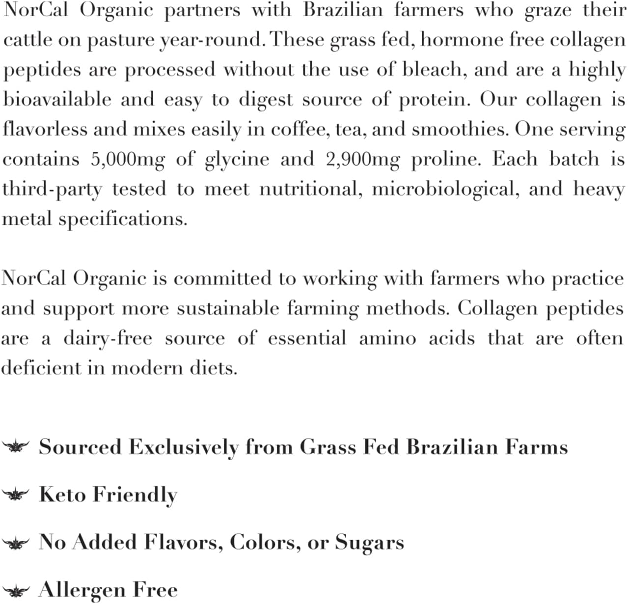 Norcal Organic Hydrolyzed Collagen Peptides, Grass-Fed, 20g Protein, 12oz