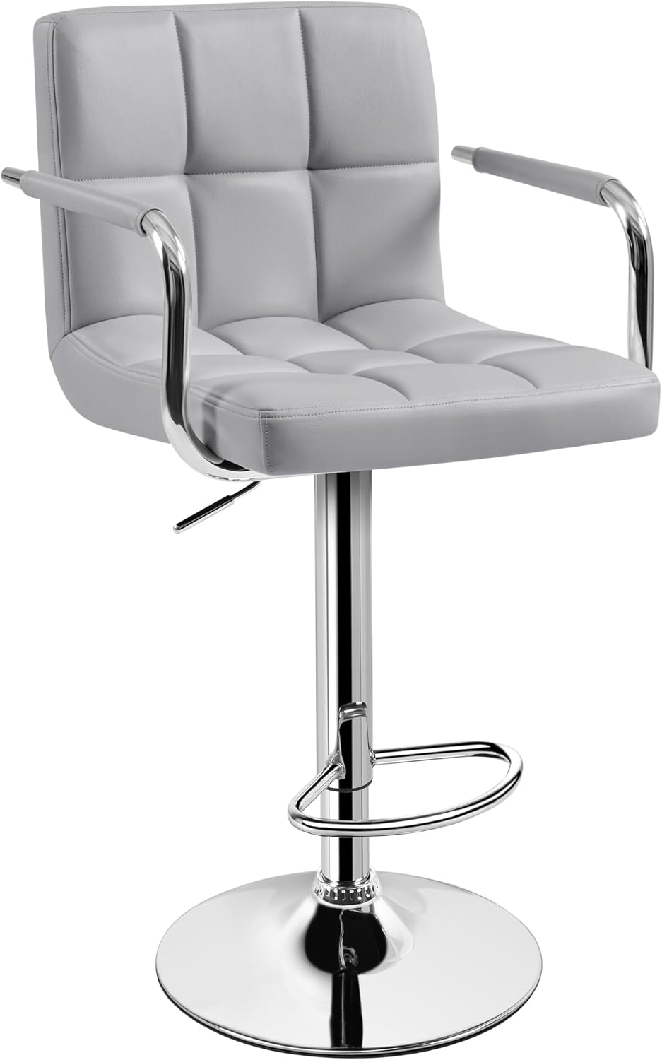 Yaheetech Bar Stools Set of 2, Swivel with Backs, Adjustable Height, White | 360° Swivel Barstools Feature Padded PU Leather Seats, Supportive Backs, 300 lb Capacity for Kitchen Islands