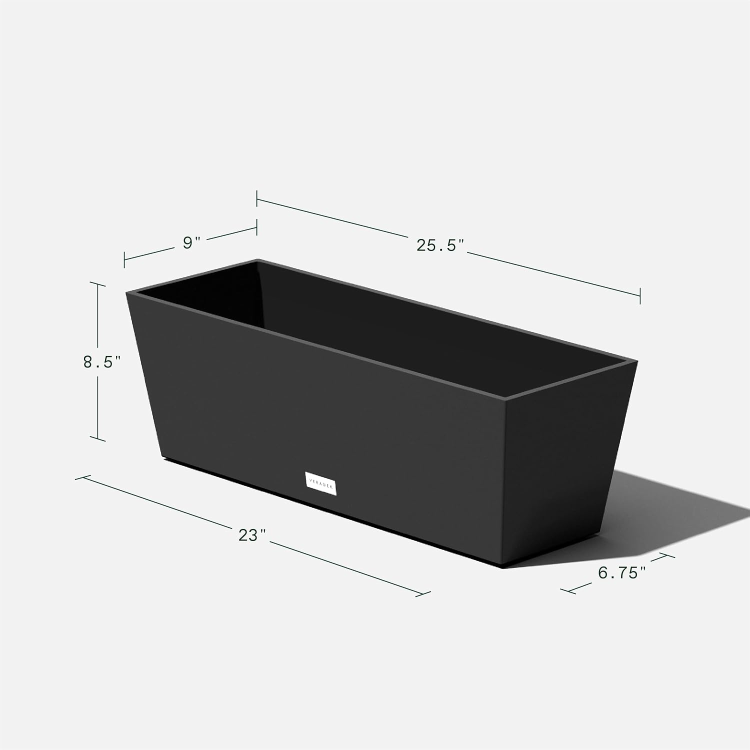 Veradek Pure Series Window Box Planter - Tapered Outdoor Planter | Made From Durable Plastic With Pre-Drilled Drainage Holes. Modern Patio/Tabletop Décor for Plants and Flowers