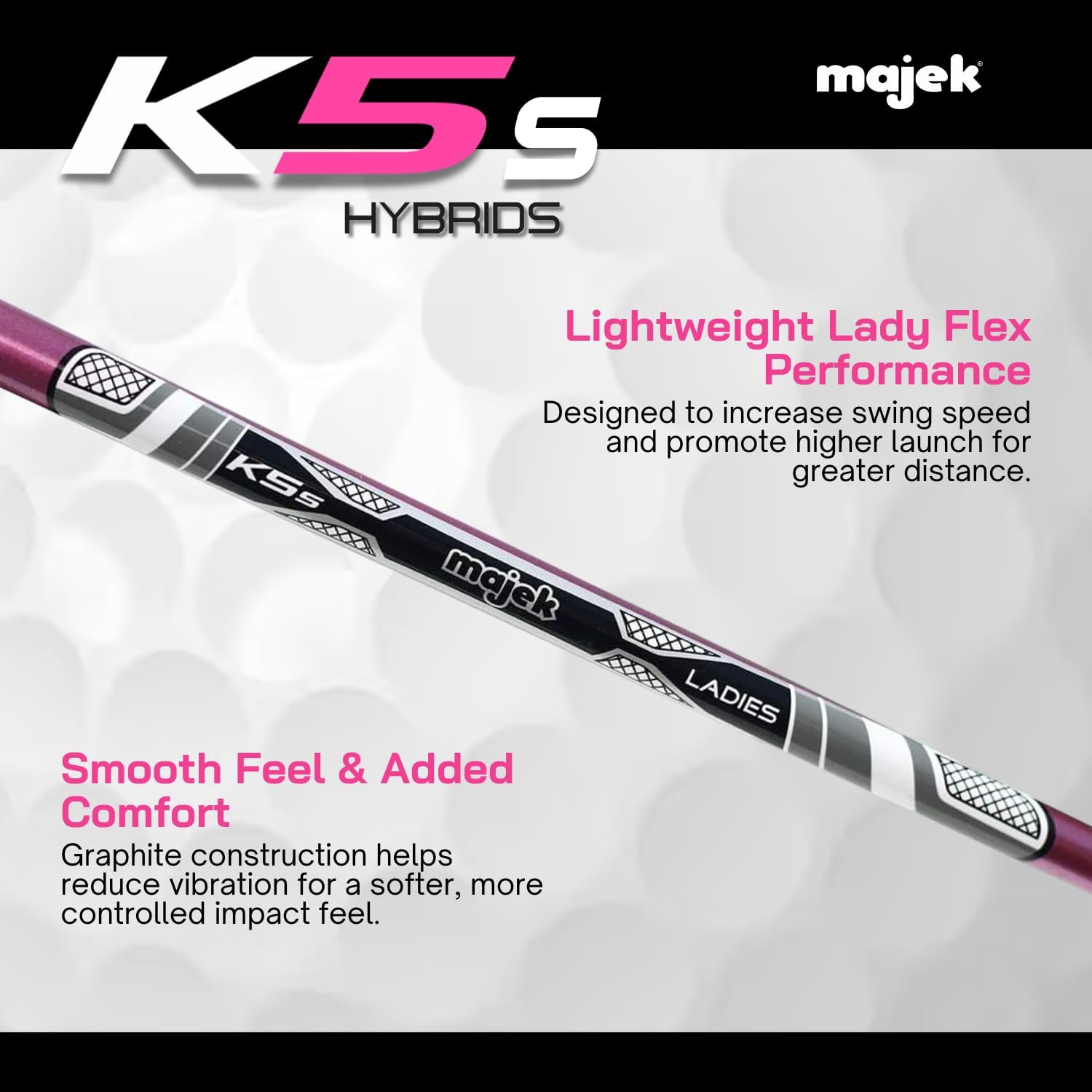 Majek Pink Senior Ladies Golf Hybrids Irons Set New Senior Women Best All True Hybrid Ultra Light Weight Forgiving Fuchsia Woman Complete Package