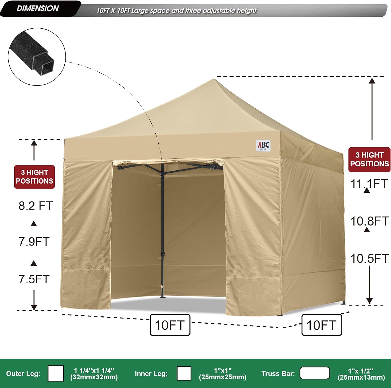 ABCCANOPY Heavy Duty Easy Pop up Canopy Tent with Sidewalls 10x20, Turquoise