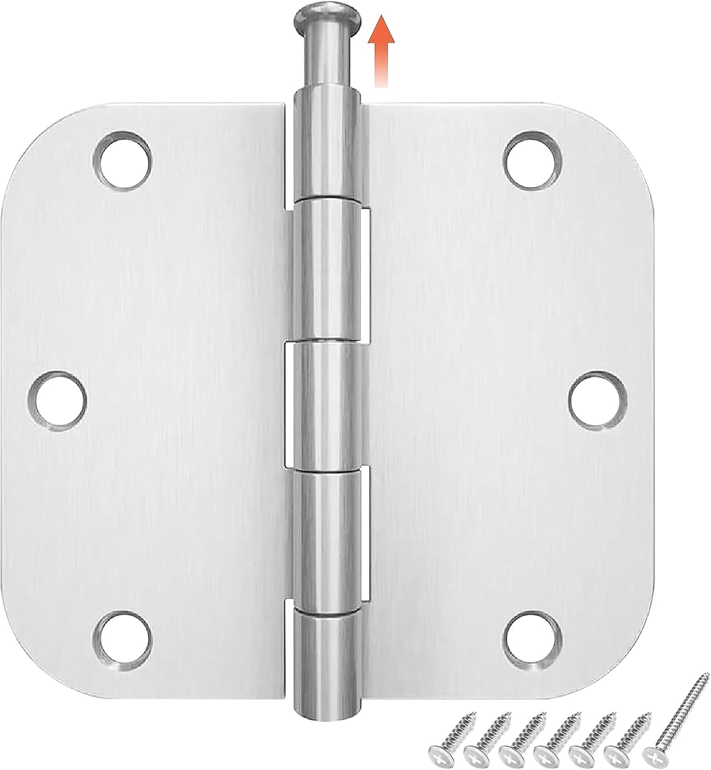 HOSOM 18 Pack 3.5 Inch Brushed Nickel Interior Door Hinges, 5/8 Radius, Satin Nickel 3 1/2 Interior Door Hinges, 3.5 "x 3.5" Silver Hardware