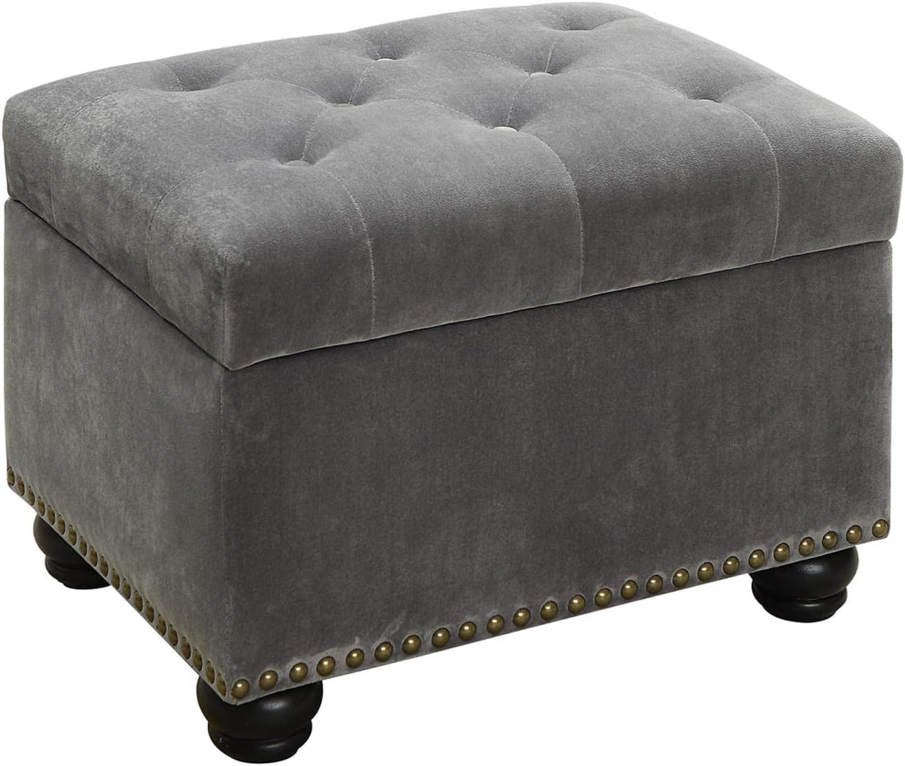Convenience Concepts Designs4Comfort 5th Avenue Storage Ottoman 24" - Contemporary Foot Stool and Seat with Hinged Lid for Living Room, Dining Room, Office, Den, Espresso Faux Leather