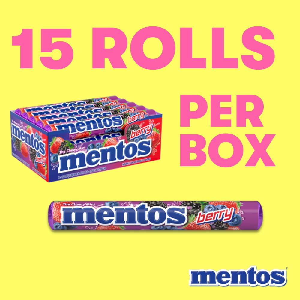 Mentos Chewy Mint Candy Roll, Cinnamon, 14 Pieces Per Roll, 15 Count Pack