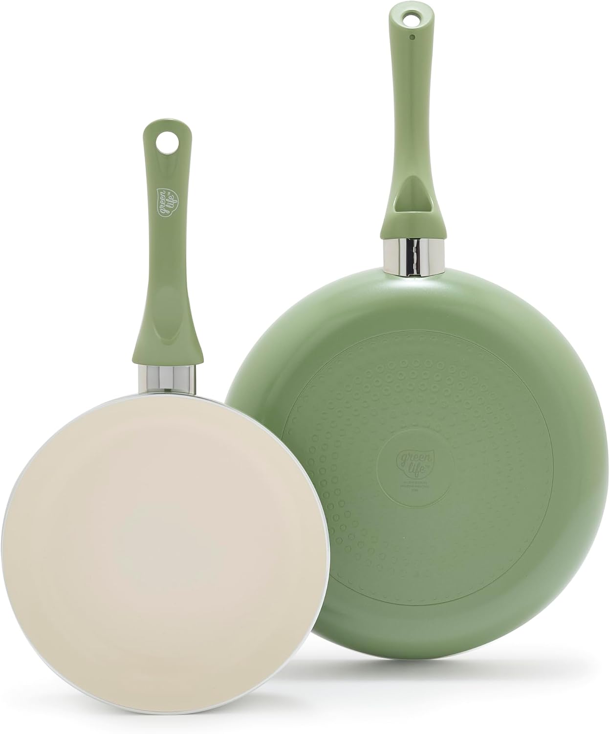 GreenLife 2 Piece (7” & 10”) Ceramic Nonstick Frying Pan Set, Turquoise | PFAS-Free Nonstick Coating, Family Skillet Set, Egg Pan, Omelet Pan, Stay-Cool Handles, Dishwasher & Oven Safe up to 350F