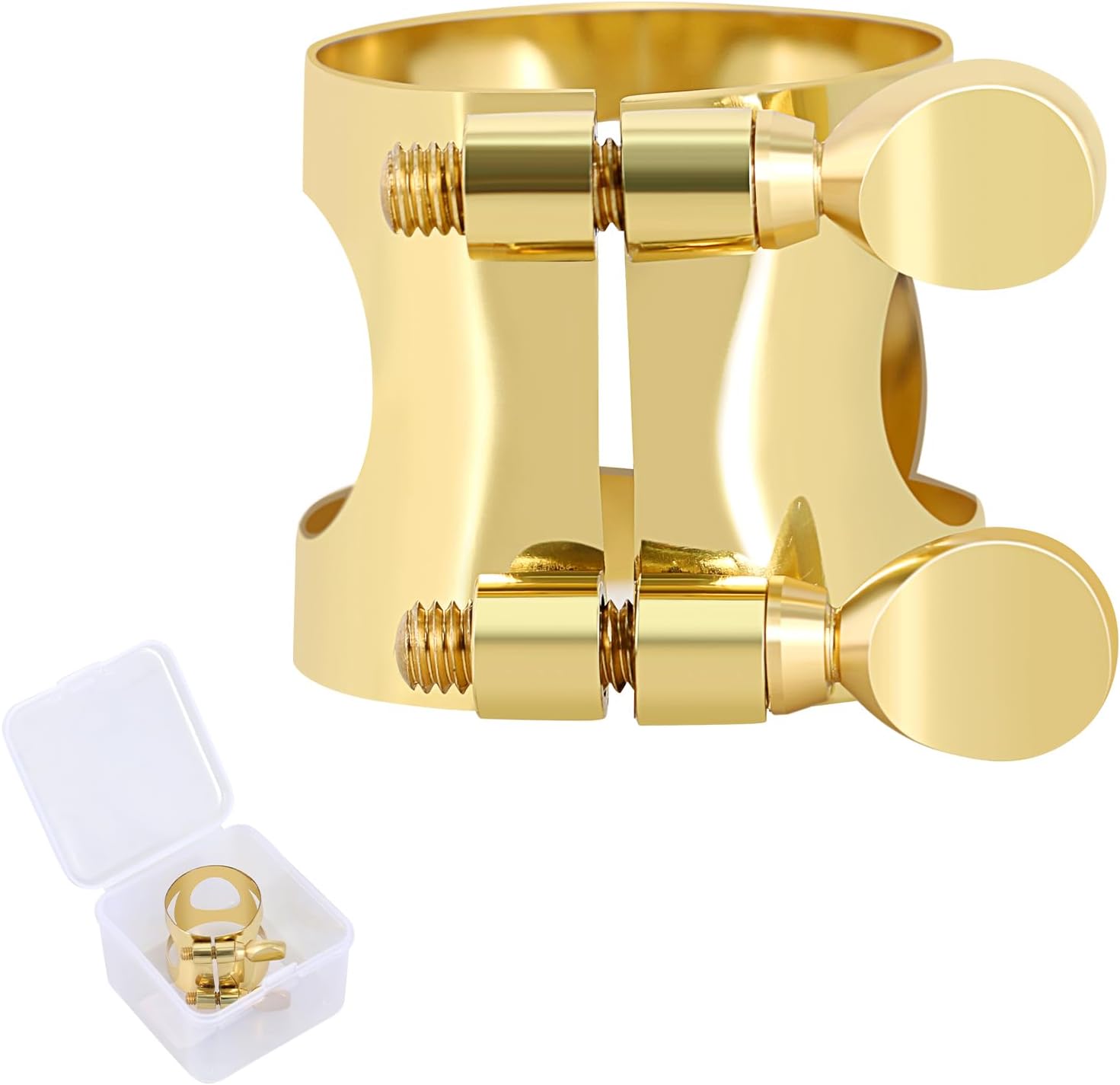 EASTROCK Alto Saxophone Ligature Kit, Metal Ligature for Saxophone Mouthpiece with Plastic Cap, Wind Musical Instruments Accessory for Beginner and Student