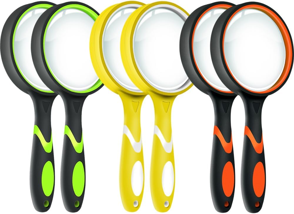 Leffis 3 Pack Magnifying Glass, 10X Reading Magnifier for Kids and Seniors