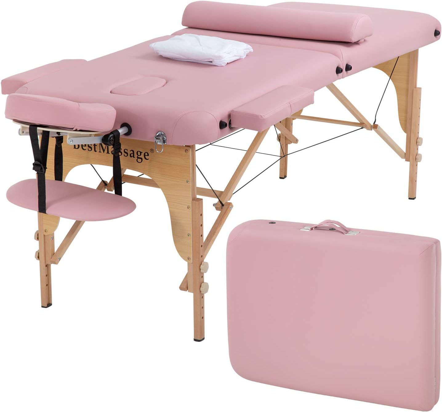 BestMassage Massage Bed Portable Massage Table 28 inch Wide Lash Bed Height Adjustable PU Leather 2 Folding with Oxford Bag for Spa Footmassage Facial CareSpa Tattoo