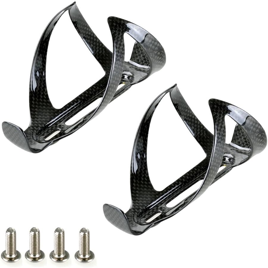 Black Carbon Fiber Lightweight Bicycle Water Bottle Cage for Cycling-2 Pack | 0.8 Oz/p, for 2.91-3.54" Diameter Bottles, Bottle Cage for Cycling
