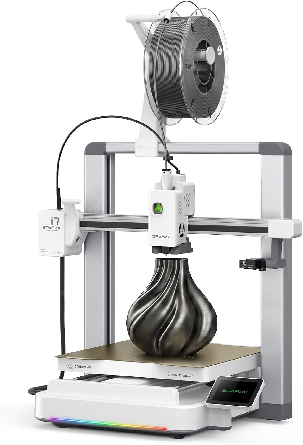 Creality SPARKX i7 Combo 3D Printer, Multi Color with CFS Lite High Speed AI Photo-to-3D Printing 95% Pre-Assemble Auto-Leveling Custom RGB Quick-Swap Essential Parts 10.24×10.24×10 inch