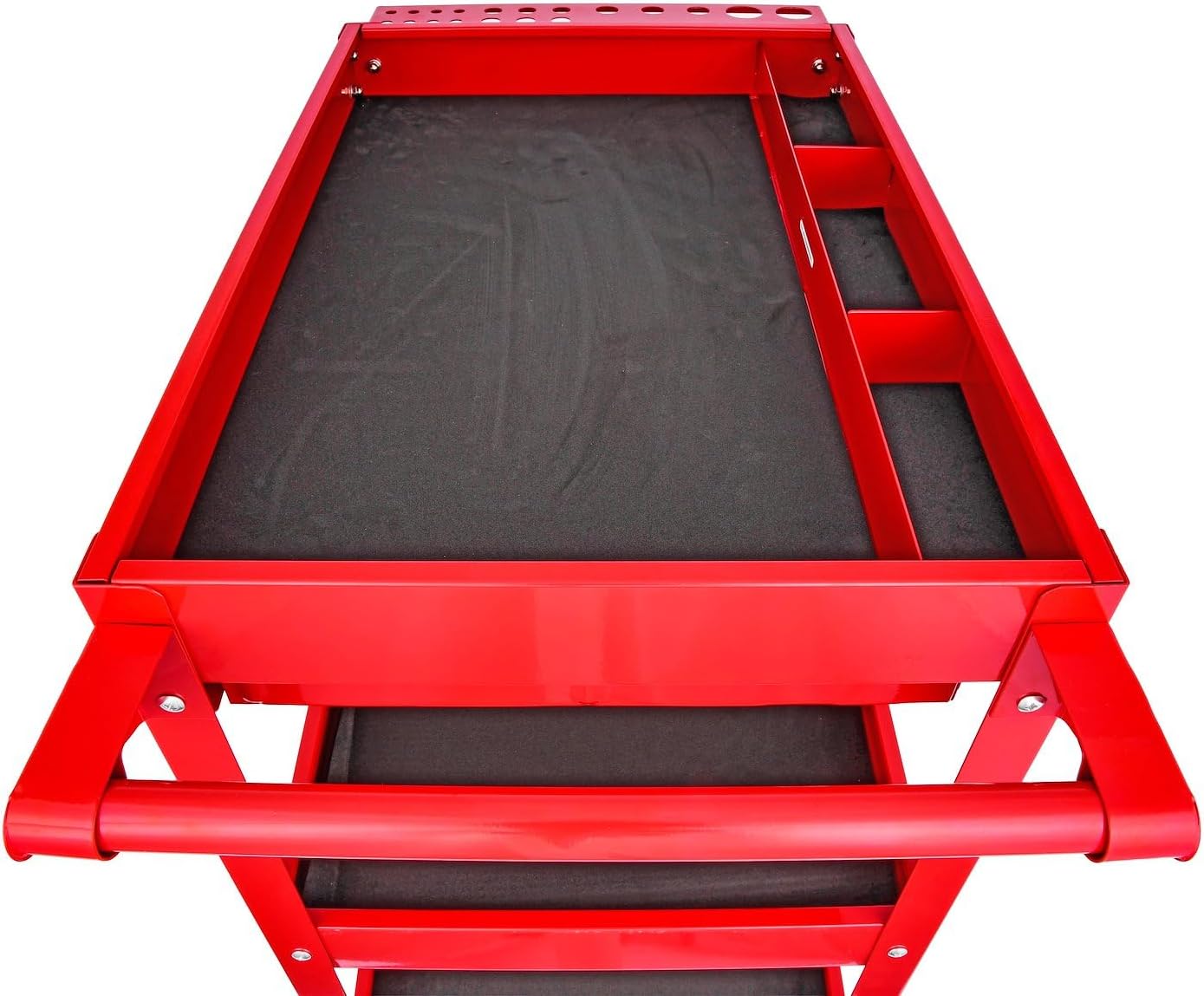 3-Shelf Shop Cart [200 lb. Capacity, Red] | 3-Shelf Shop Cart for let you easily move tools around your shop; steel and rubber construction
