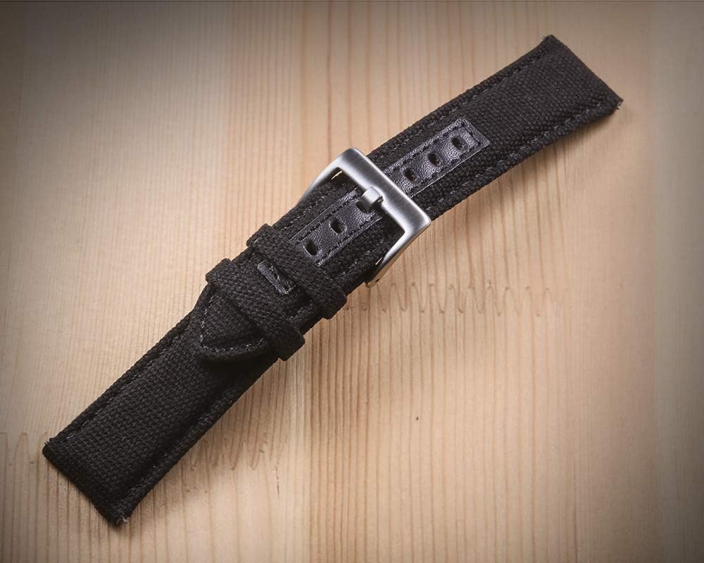 hemsut h Canvas Watch Bands, Quick Release Military Watch Strap, Fabric Replacement 18mm Watch Bands for Men