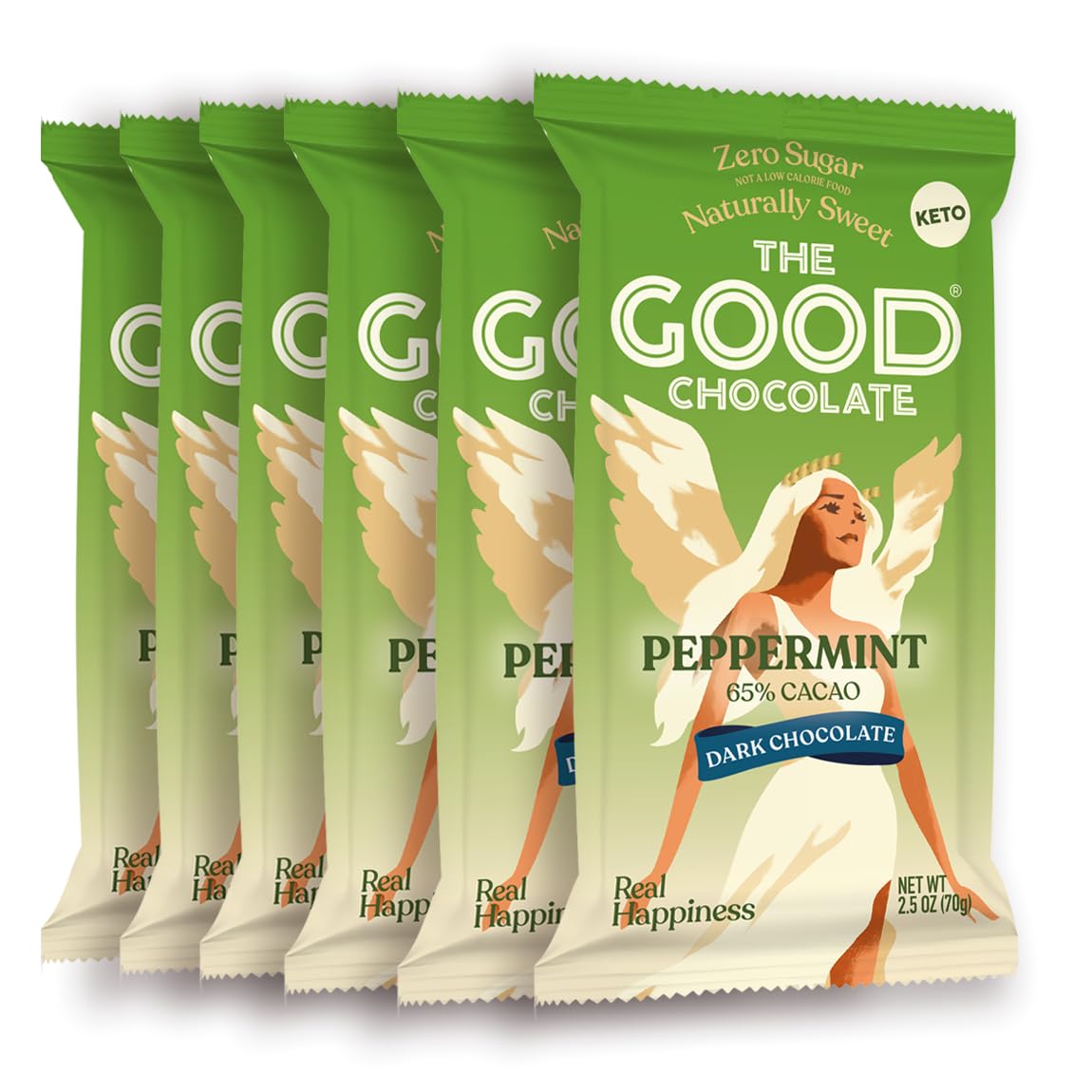 THE GOOD CHOCOLATE – Dark Chocolate Bars with Zero Sugar & Lower Net Carbs – Keto Chocolate Bar with Lower Calories, All Natural and Non-GMO Keto Snacks, 2.5 oz (6 Bars Value Pack)