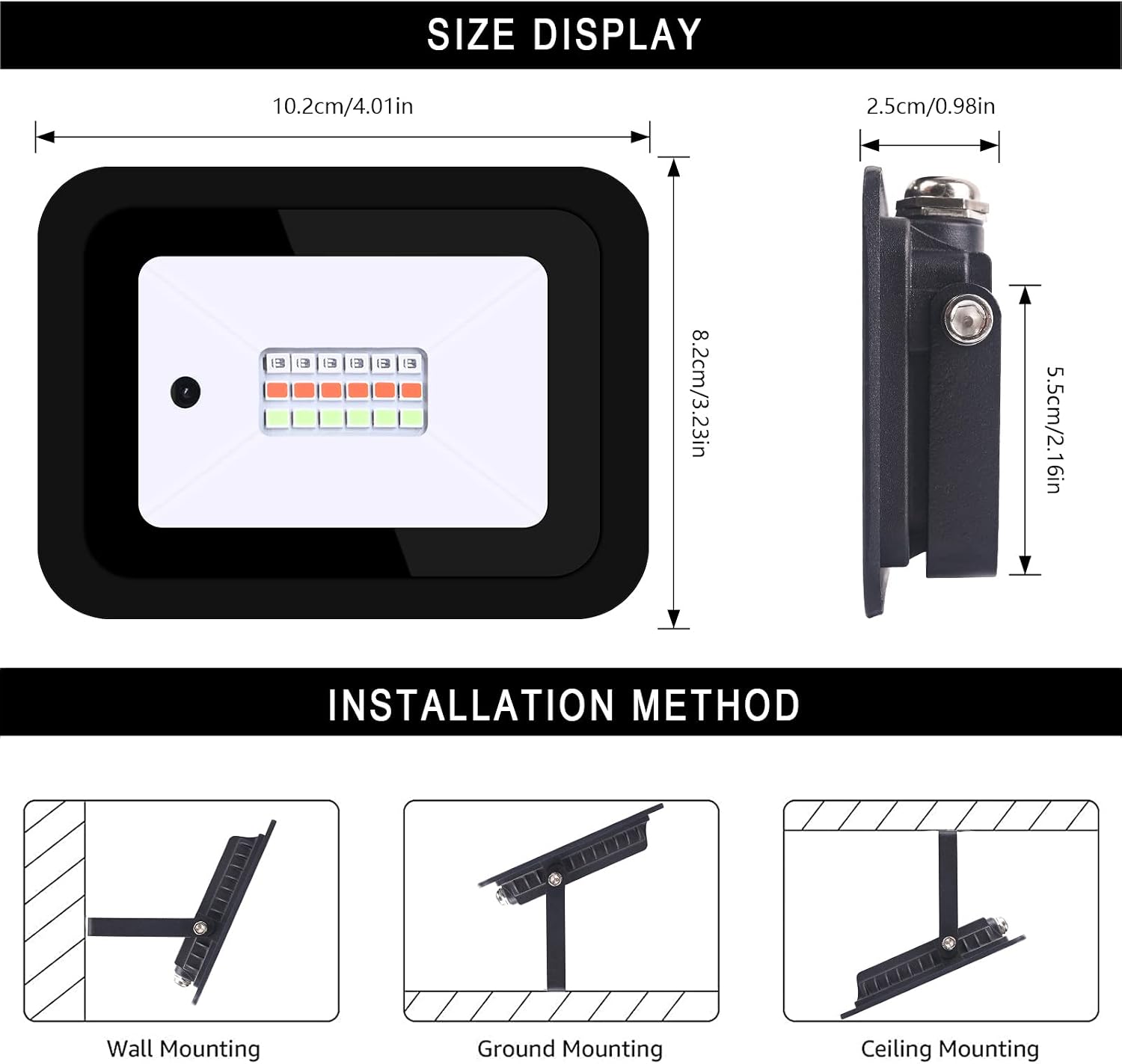 MIWAT 20W 2Pack LED Flood Light, White LED Work Light with Plug