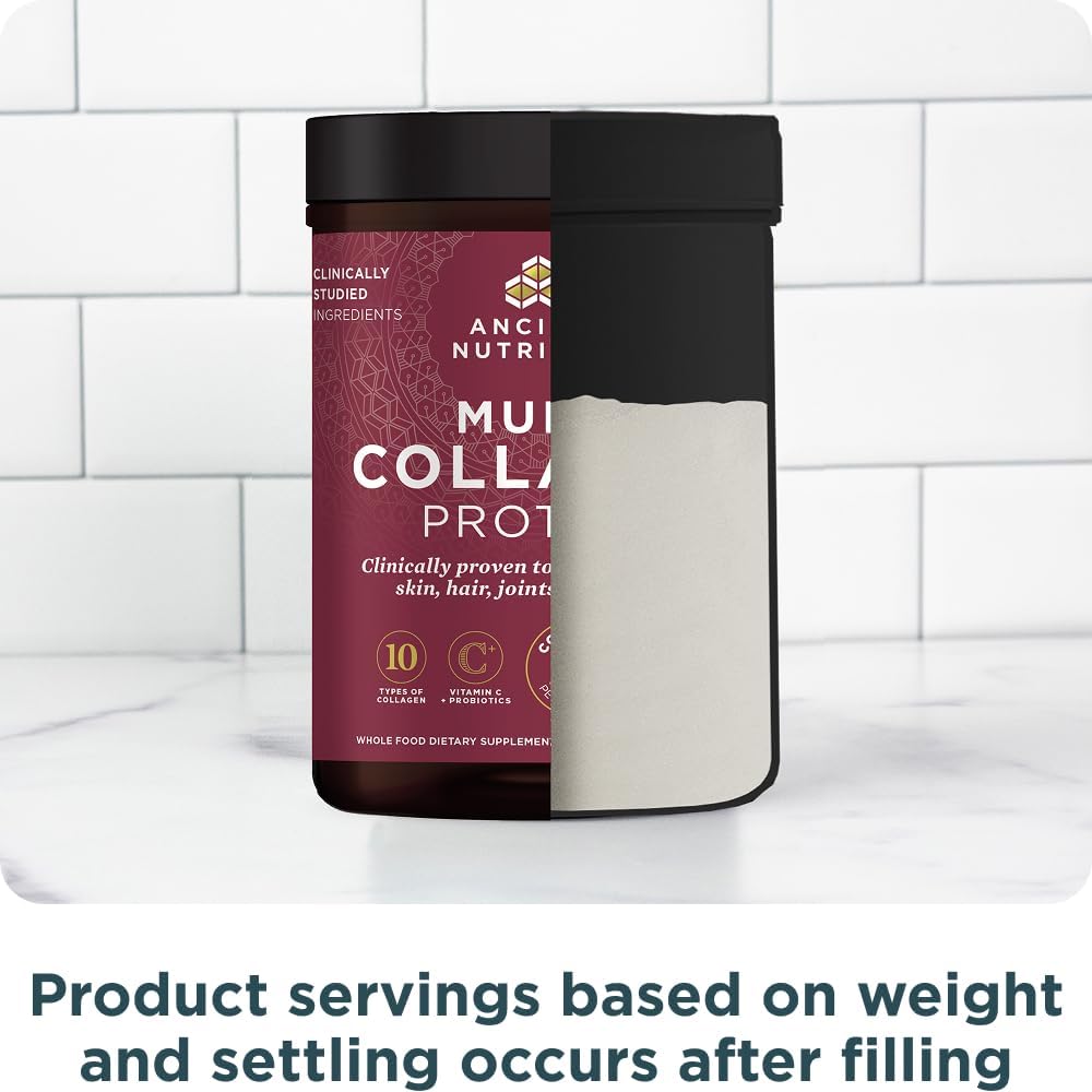 Ancient Nutrition Multi Collagen Protein Powder, 5 Types of Food Sourced Collagen, Providing Types I, II, III, V, and X, 16.2 Ounce