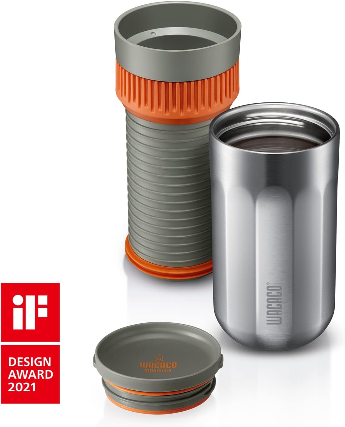 WACACO Pipamoka Portable Coffee Maker, Coffee brewer, All-in-one Vacuum Pressured，Insulated Travel Mug, Hand Powered and Filter Pressure Brewer