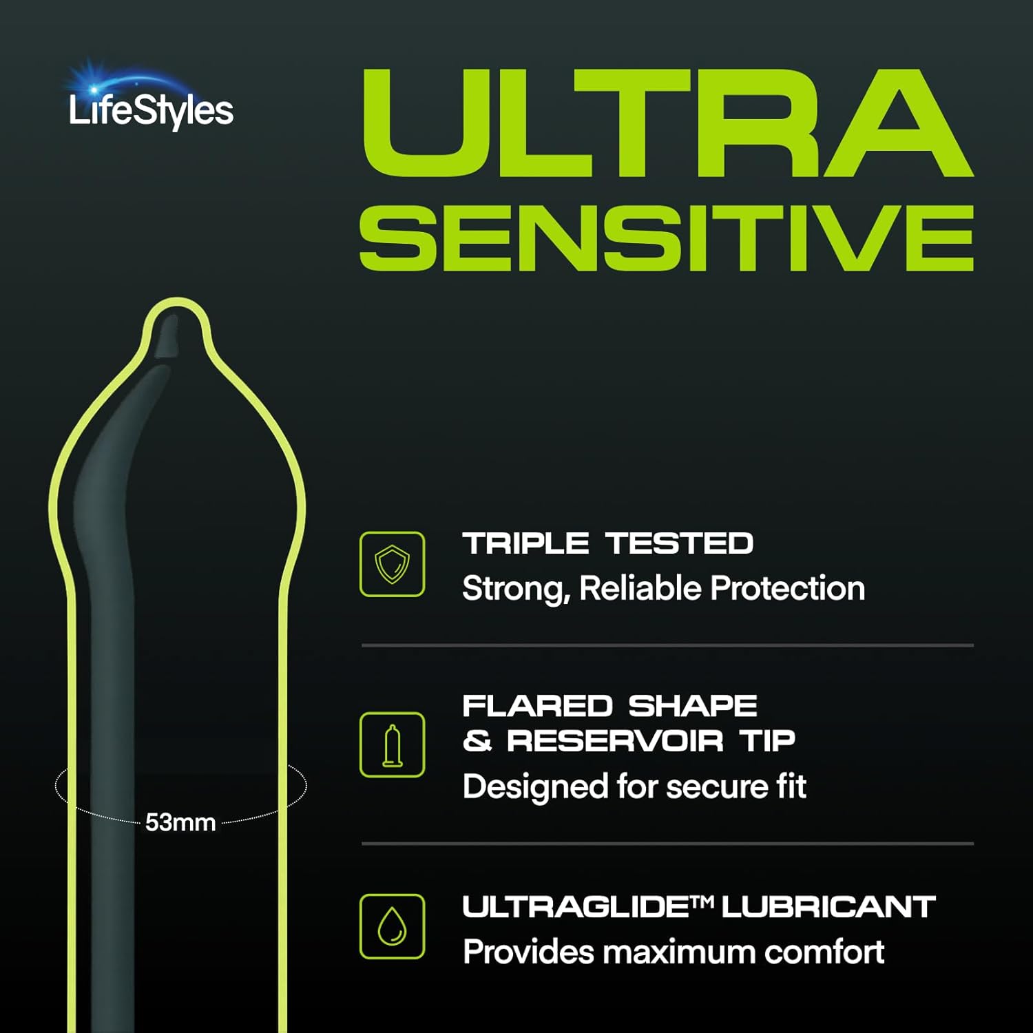 LifeStyles Ultra Sensitive Natural Feeling Lubricated Latex Condoms, 40 Count