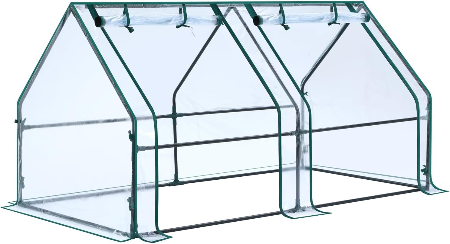 Ohuhu Portable Mini Greenhouse, 71"x36"x36" Greenhouses for Outdoors with Dual Large Zipper Doors & Ground Stakes