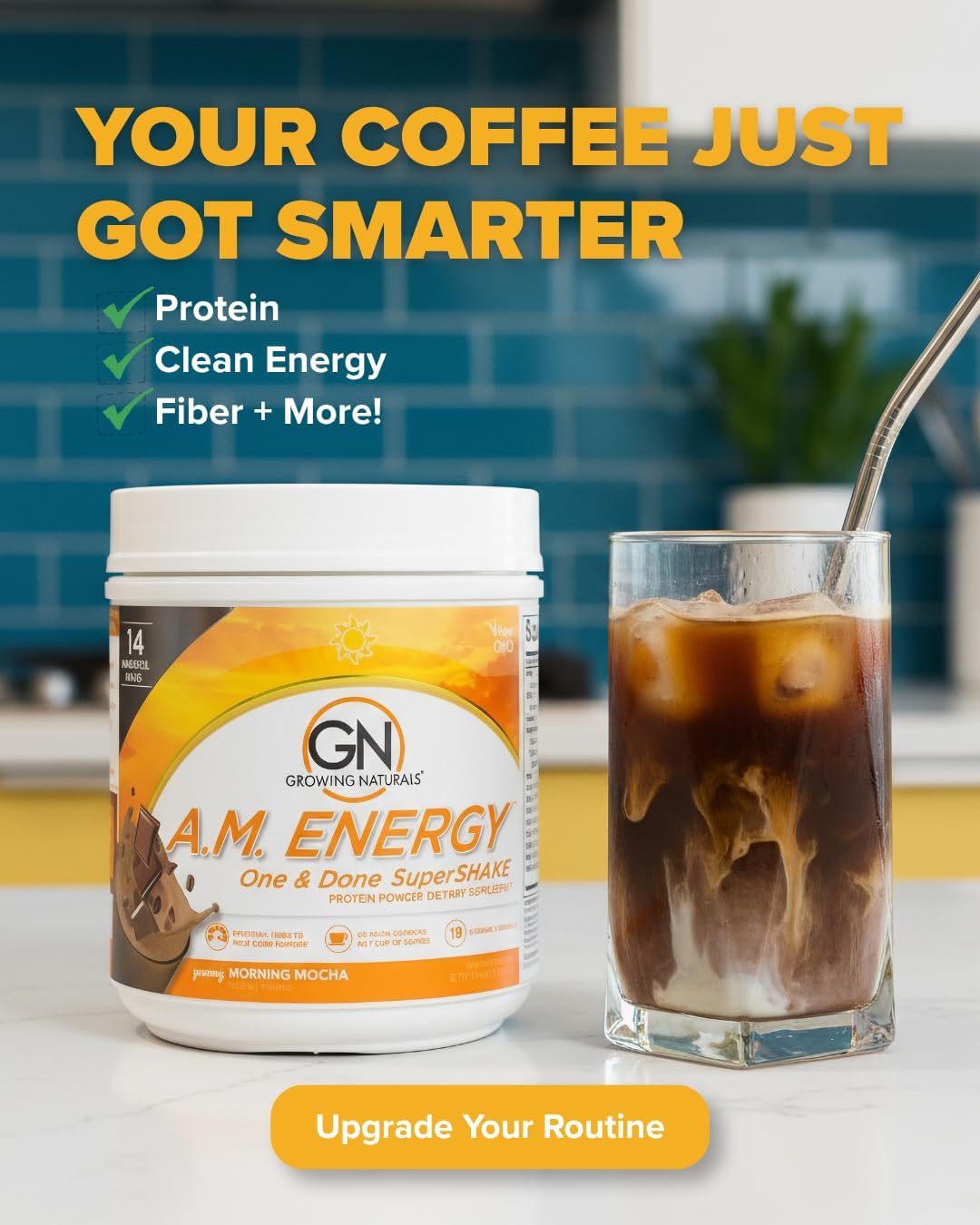Growing Naturals Organic Rice Protein Powder - 15g Plant Protein, 2.8G BCAA - Low-Carb, Low-Sugar, Non-GMO - Vanilla Blast, 2 Pound (Pack of 1)