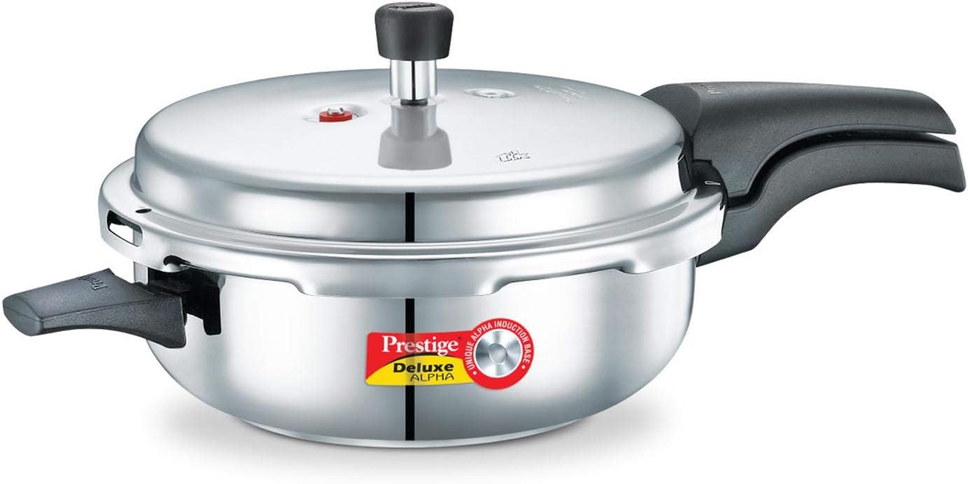 PRESTIGE Deluxe Alpha Induction Base Pressure Pan, Senior, Stainless Steel