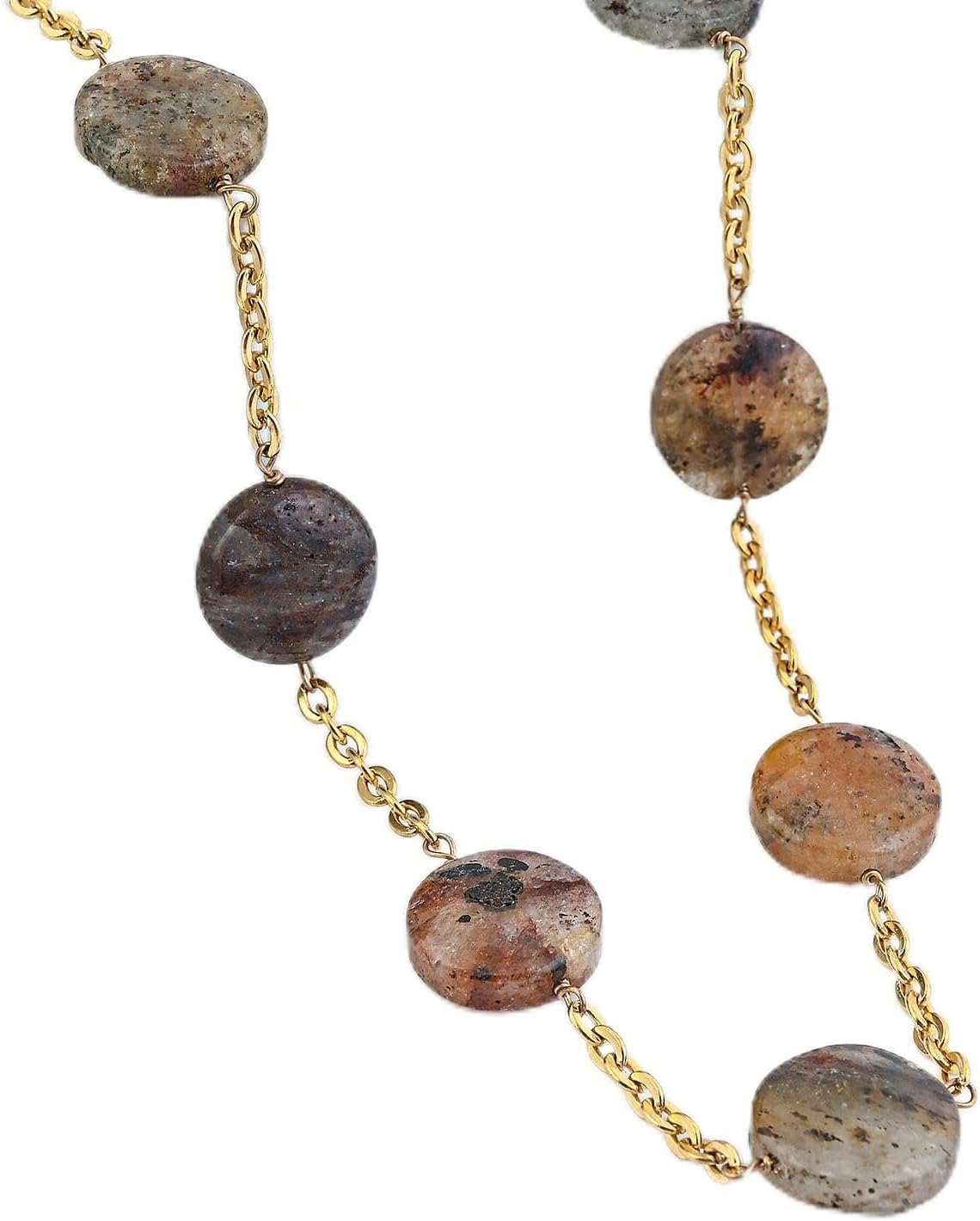 Beaded Necklace 24-26 Inches in ION Plated Gold Stainless Steel
