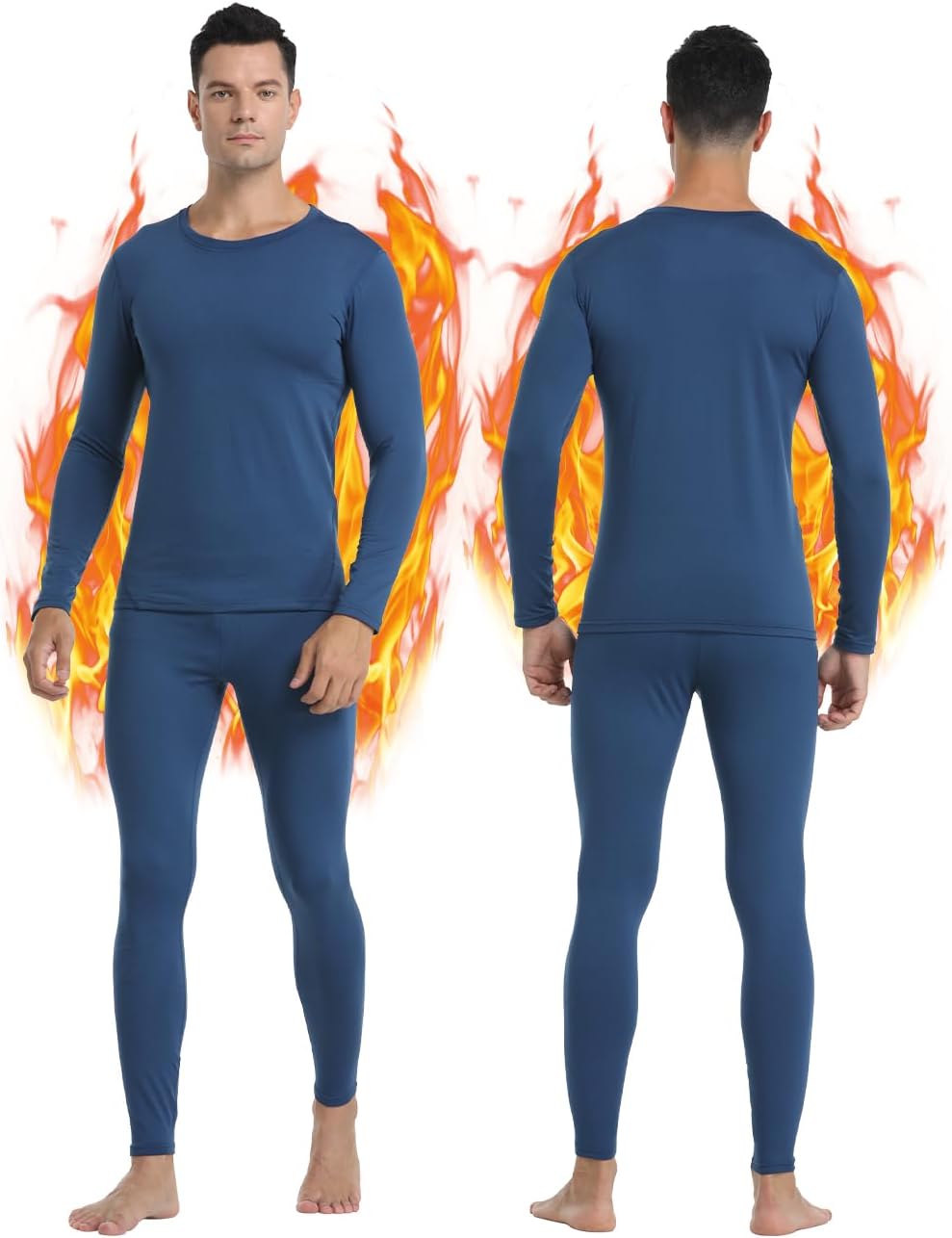 PISIQI Thermal Underwear Men Long Johns Set Ultra-Soft with Fleece Lined Base Layer Winter Skiing Warm Top & Bottom