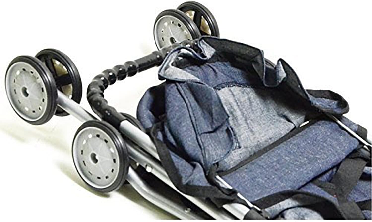 The New York Doll Collection My First Doll Stroller with Basket & Heart Design Foldable Doll Stroller, Pink