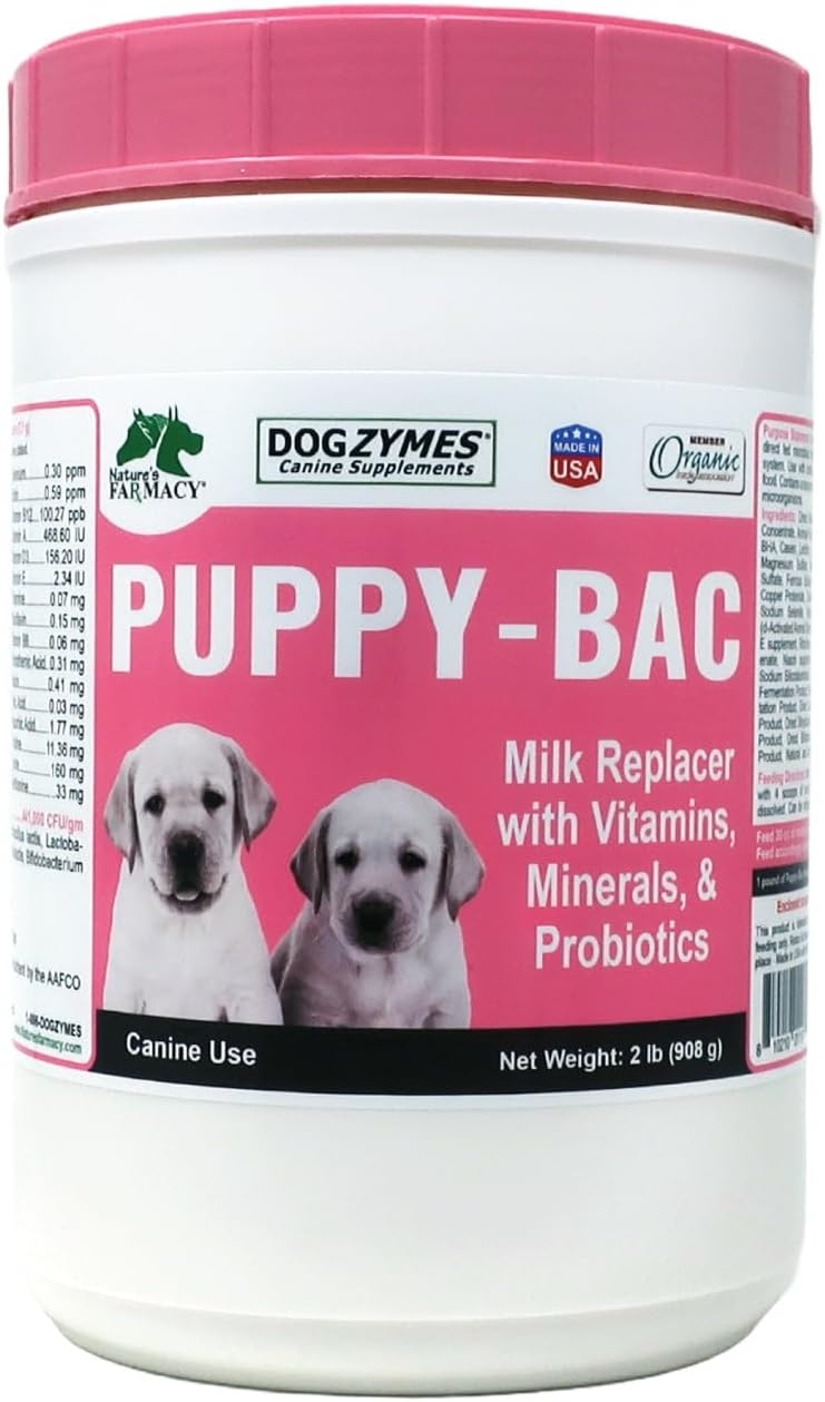 Dogzymes Puppy-Bac Milk Replacer formulated with The Proper ratios of Protein, Fat and nutrients for Growing Puppies (8 Ounce)