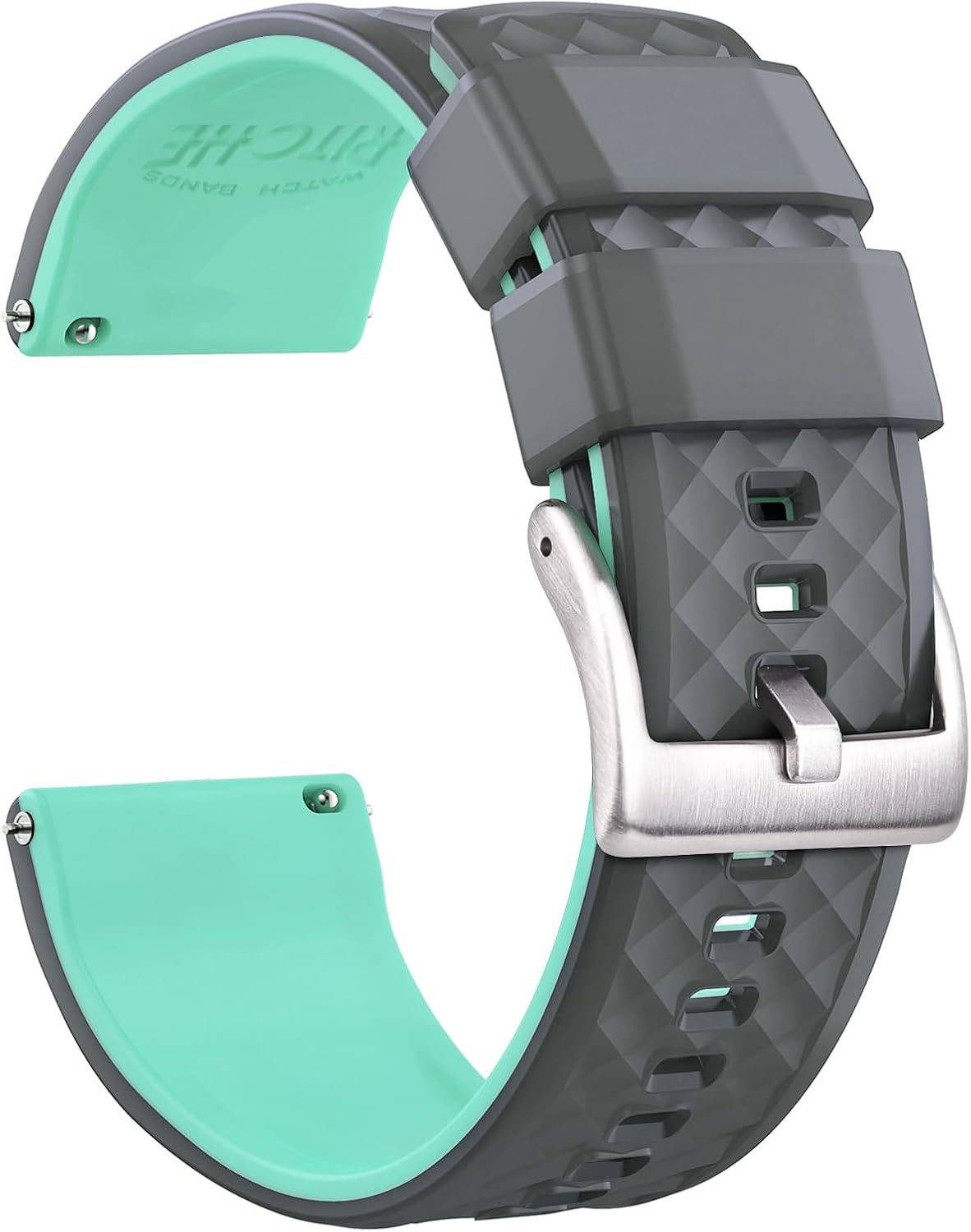 Ritche Christmas Gift Silicone Watch Bands 18mm 20mm 22mm 24mm Quick Release Rubber Watch Bands for Men, White Elephant Gifts