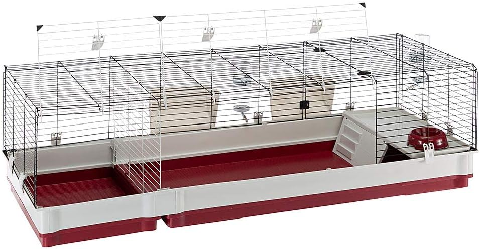 Ferplast Krolik XXL Rabbit Cage w/Wire Extension | Rabbit Cage Includes All Accessories & Measures 63.8L x 23.62W x 19.68H Inches | 1-Year Warranty